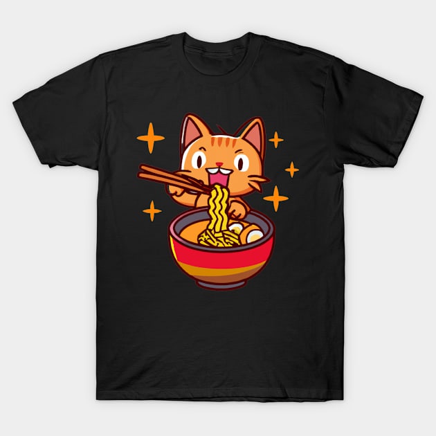 Cute cat eating ramen T-Shirt by 365inspiracji